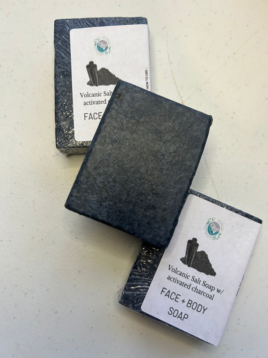 Volcanic Salt soap with activated charcoal